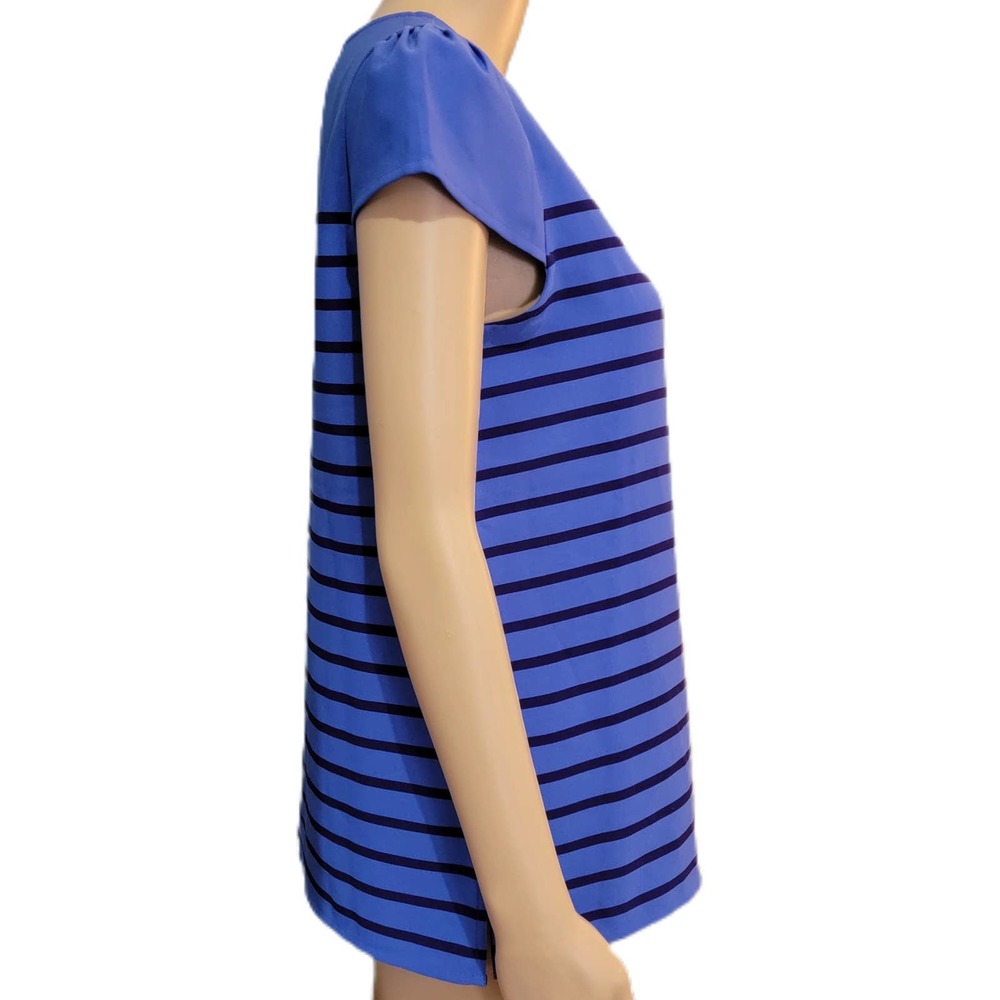 LOFT Periwinkle Blue Striped Blouse Small NWT - Picture 3 of 5